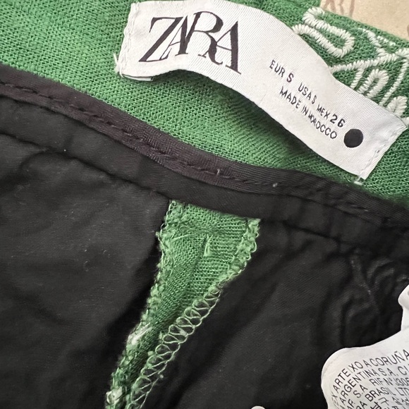 *SOLD*Zara Embroidered linen wide Leg Palm Tree Pants - Picture 3 of 4